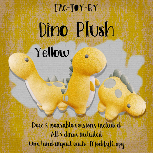Second Life Marketplace FacToyry [Dino Plush] Yellow Set